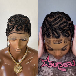 Baldie Cornrow Full Lace Wig, Natural Color, Medium Brown Full Lace