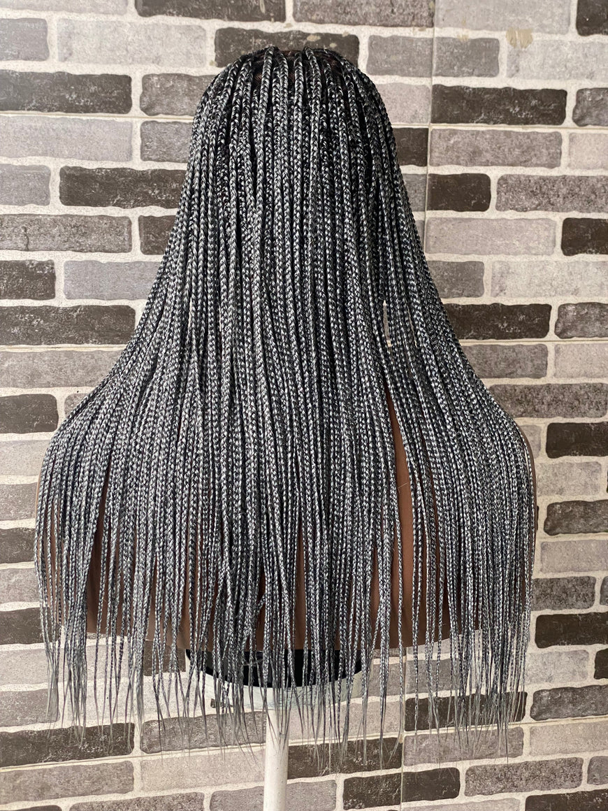 Knotless (Salt and pepper) Full lace wig