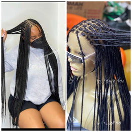 Knotless Braid Wig, Swiss Full Lace, Color 1, Glueless, Small Knots - Patsy