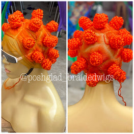 Bantu Knots Wig "Swiss Full Lace" Bright Orange Color - Tinashae
